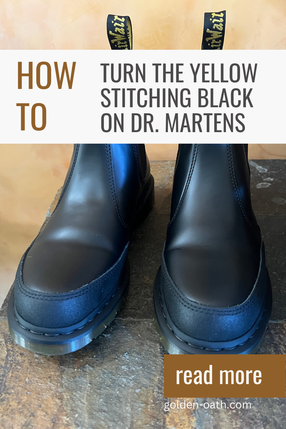 How To: Turn The Yellow Stitching Black On Doc Martens - Golden Oath